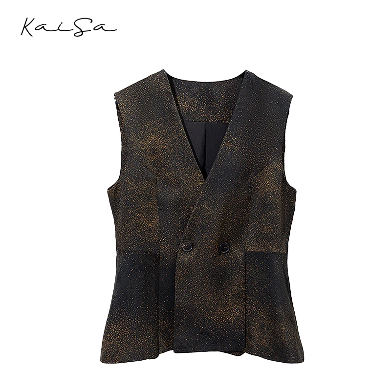 【鎏金】高级质感~显瘦香云纱桑蚕丝上衣马甲休闲直筒裤套装