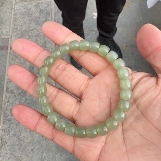 和田玉手链未镶嵌卡8高冰精品女神链，无包容