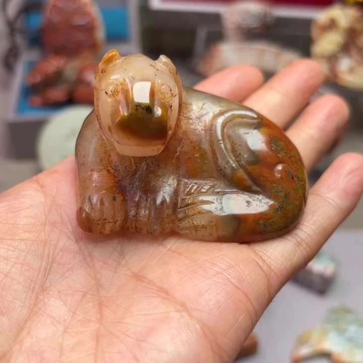 玛瑙/玉髓未镶嵌镇纸摆件精美瑞兽