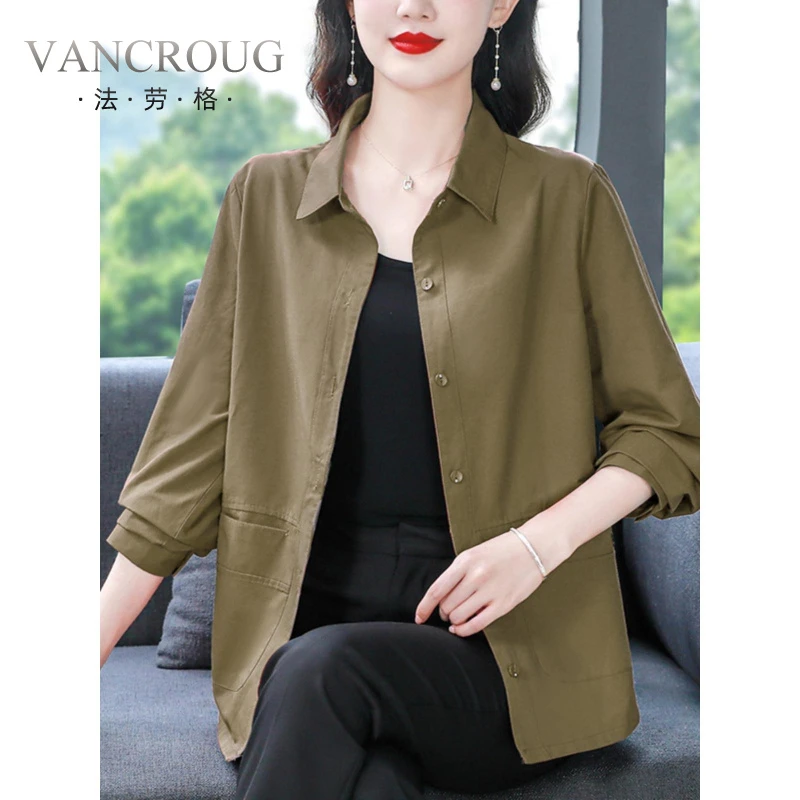 法劳格小香风春装新款中老年衬衣女妈妈棉长袖女士纯欲慵懒风女装