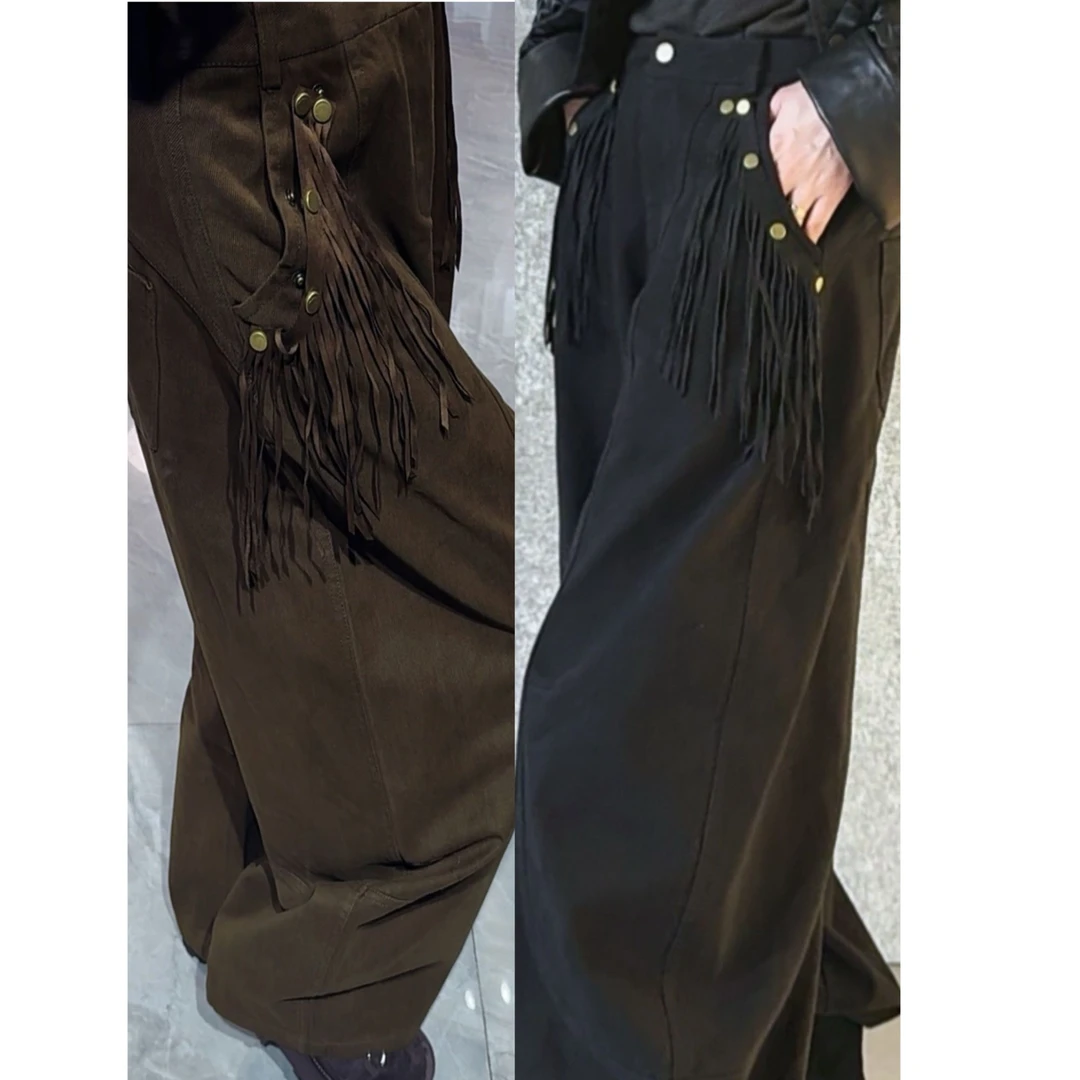 钥钥家欧韩女装，潮牌裤，口袋流苏时尚休闲宽松秋冬小众