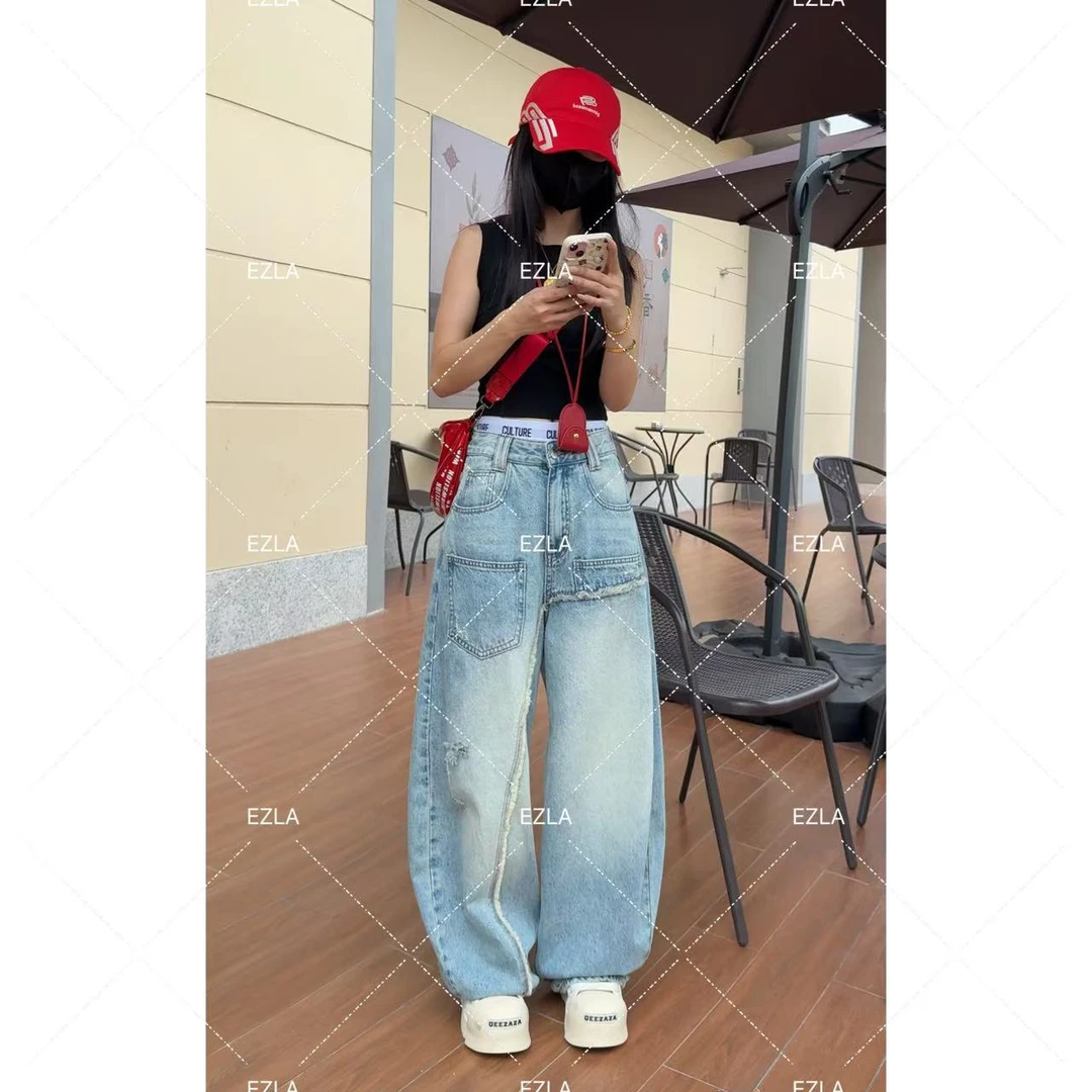 EZ9858 新款设计显瘦无弹水洗软牛仔弯刀裤