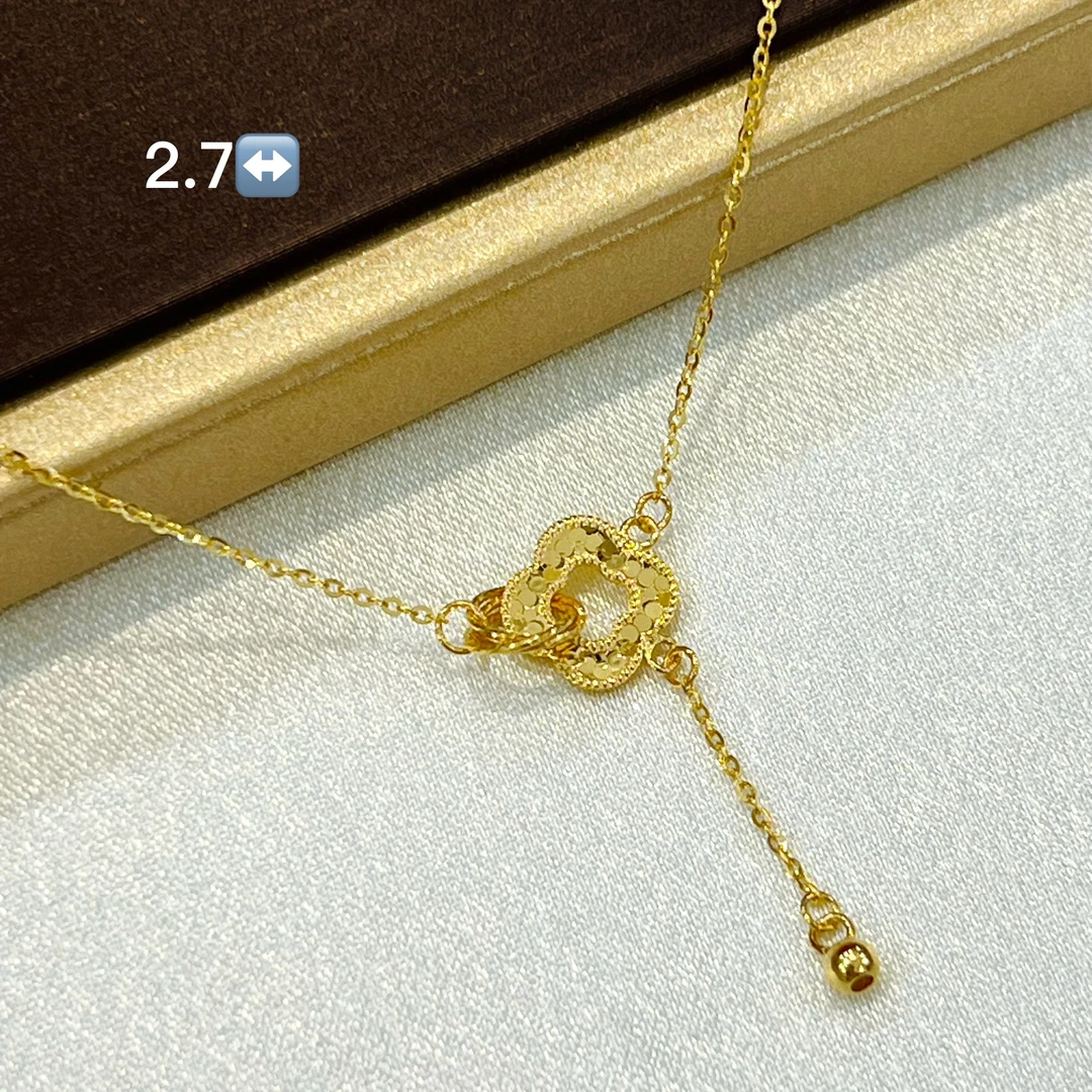 足金999环环四叶草流苏套链轻奢灵动环环相扣