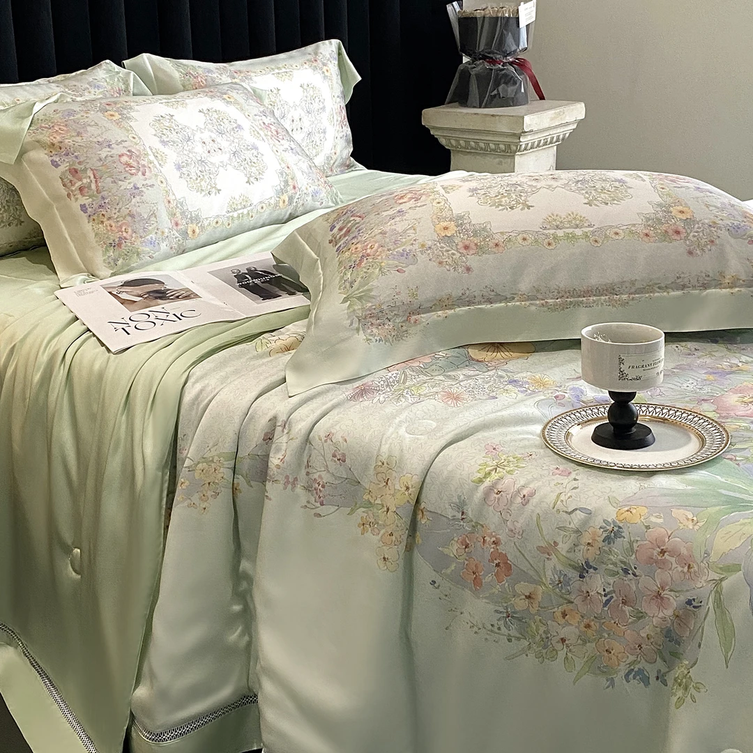 春意盎然 奥地利进口兰精天丝夏被四件套夏凉被印花机洗凉感