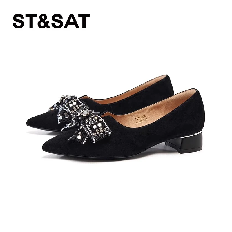 星期六蝴蝶结浅口单鞋女2025春季新款小香风低跟通勤SSD1111026