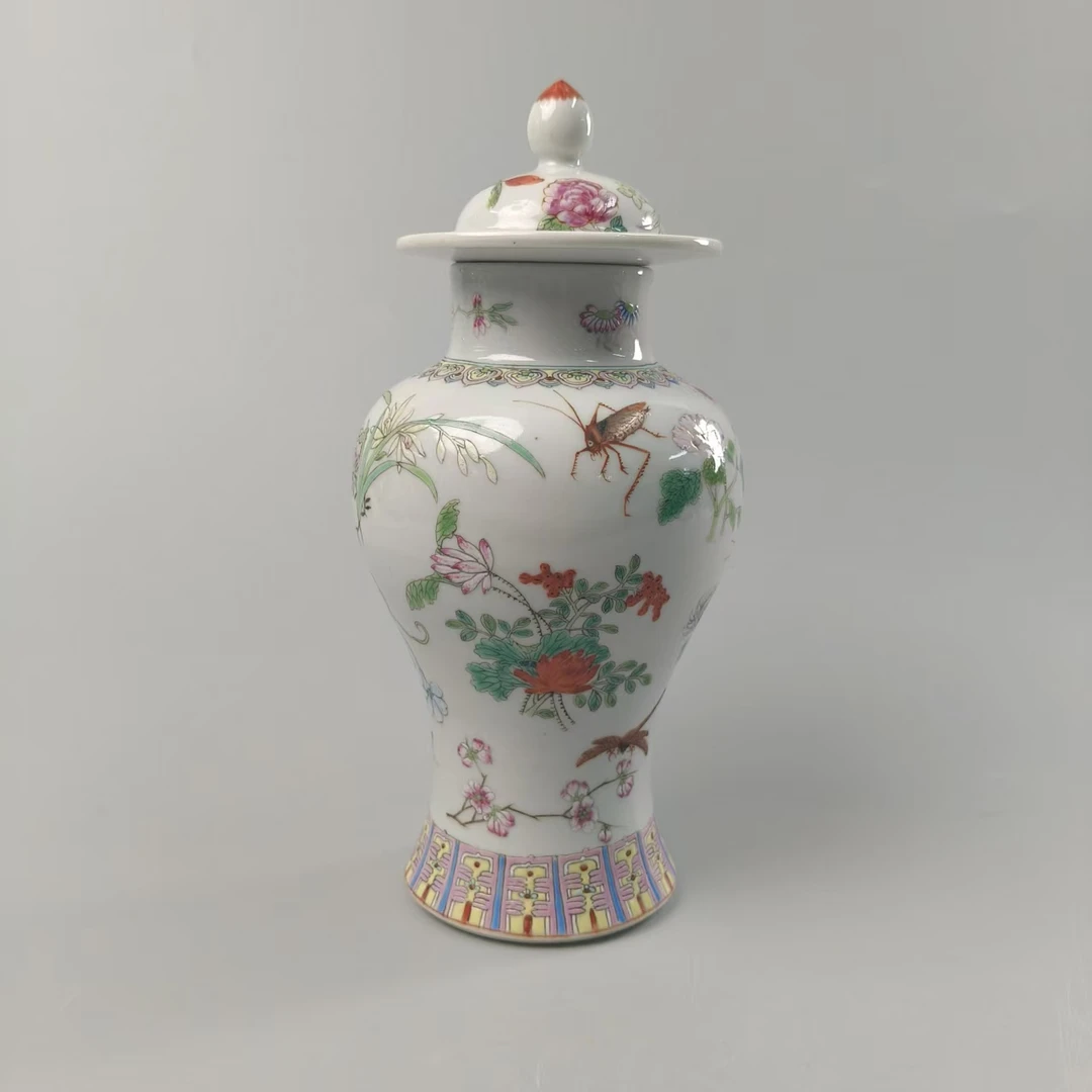 粉彩花卉将军罐6160123