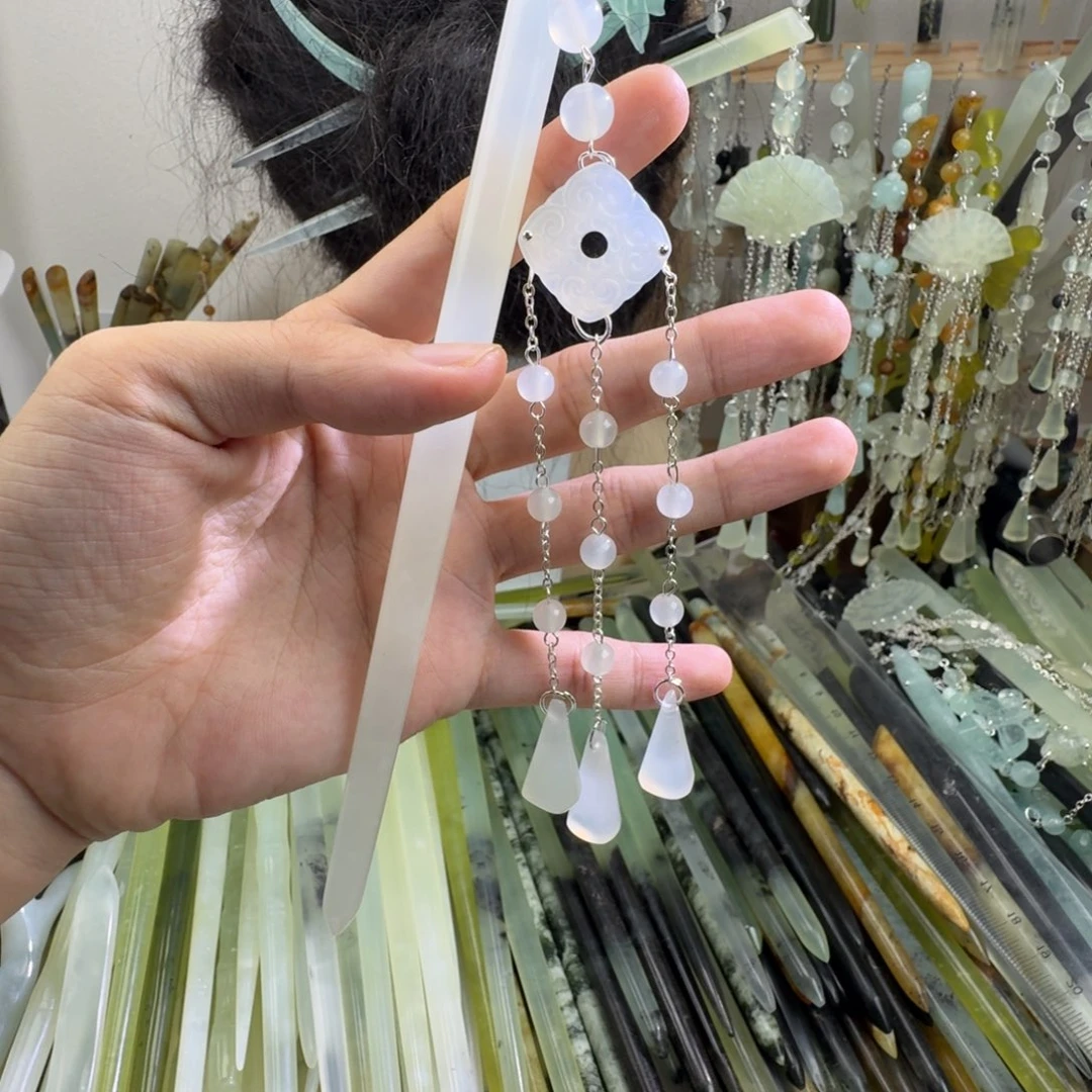 蛇纹石玉合金发饰