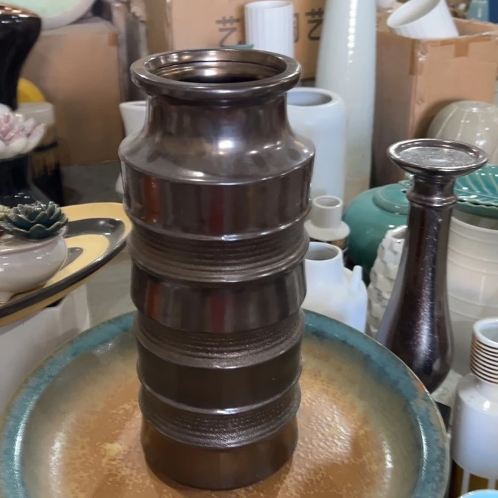 陶瓷花瓶摆件微瑕捡漏出高38口11公分