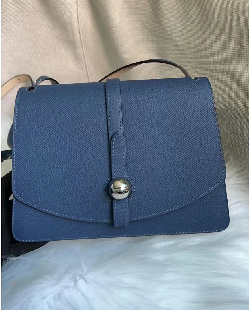 99新 MOYNAT/摩奈 深海蓝色牛皮斜挎包