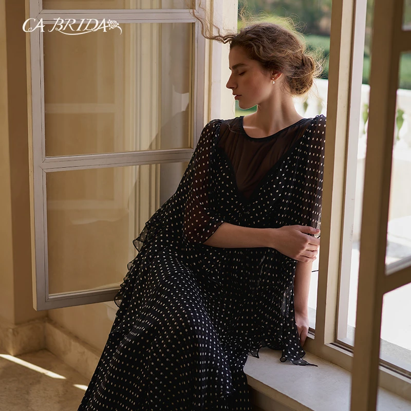 CA BRIDA【繁星织梦】*黑标*法式性感时尚气质显瘦宽松桑蚕丝睡裙