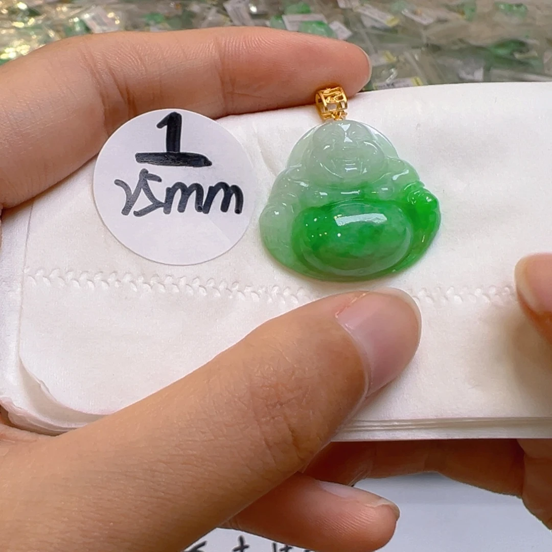 吊坠(不含链)18K金镶嵌翡翠