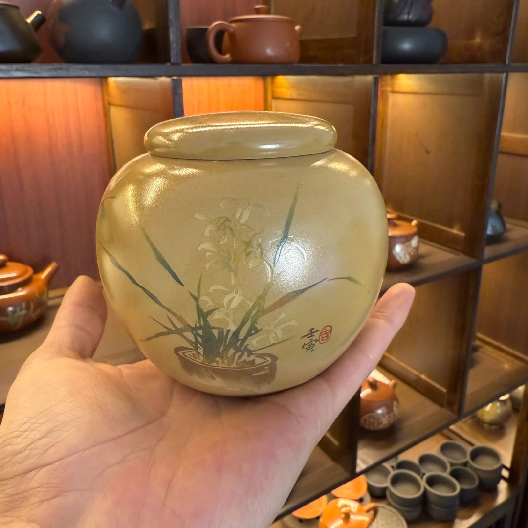 云南建水紫陶大号茶具茶壶白泥乐烧桌面迷你醒茶罐容量50克茶叶罐