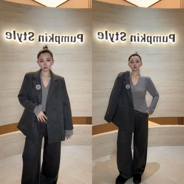 【断码清清No退No换】·大码高级感<星河>撒粉亮片宽松夹棉外套