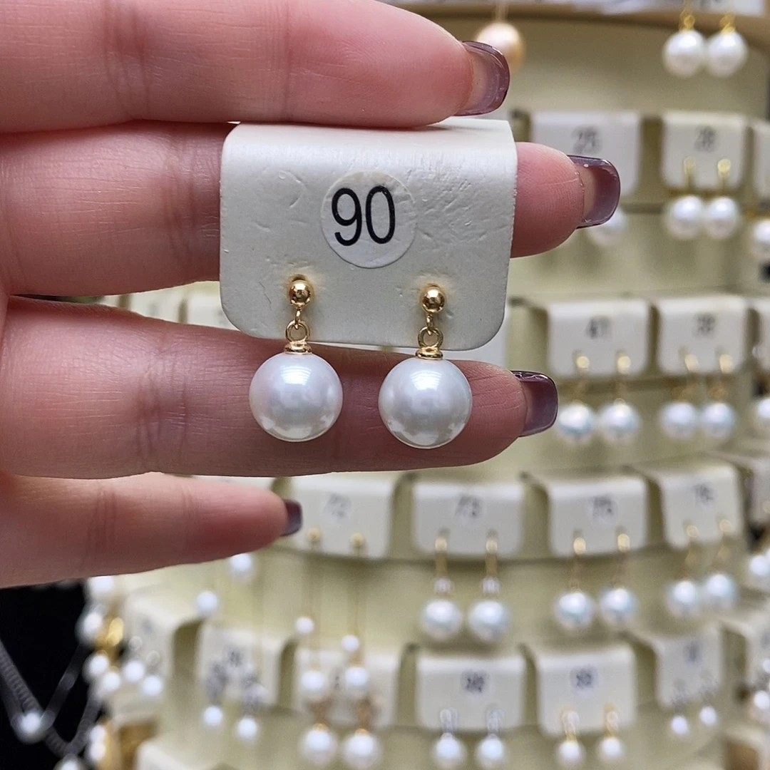 淡水珍珠耳饰银S925镶嵌