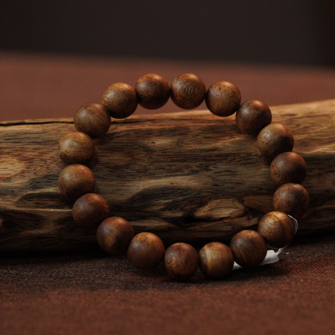 沉香【开播专享】清禄 天然野文莱沉香1.2圆珠单圈手串多样性发货