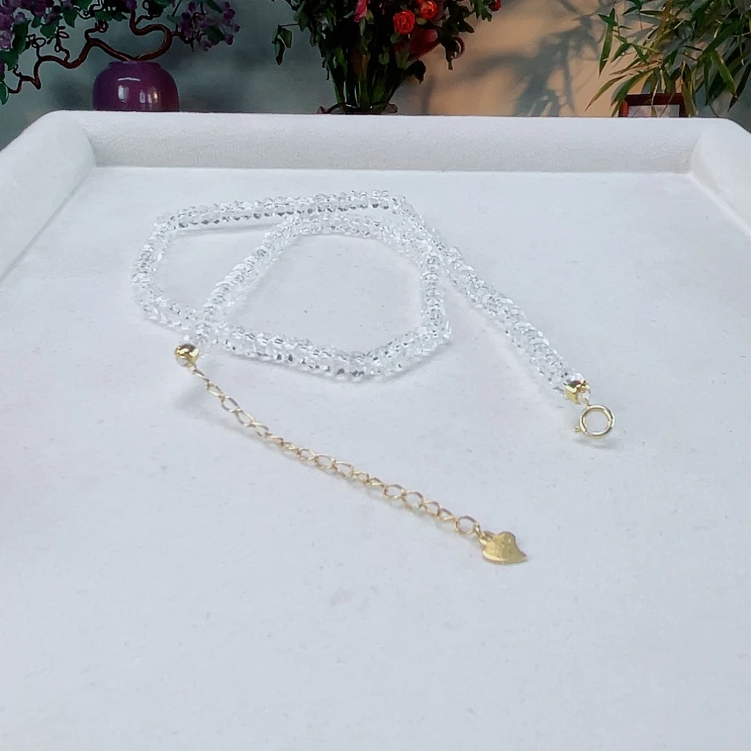 水晶颈饰银S925镶嵌水晶4.5