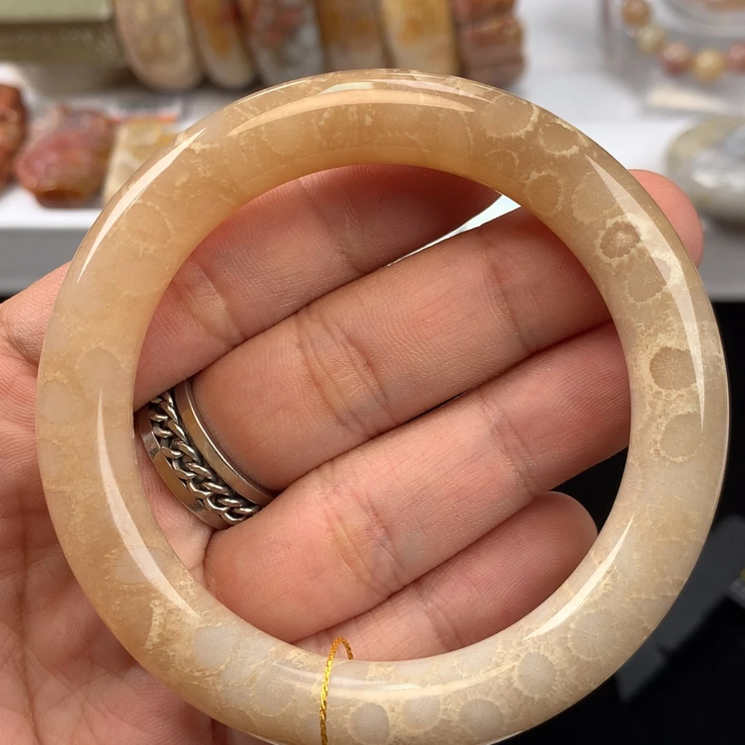 【闪购商品】硅化珊瑚（珊瑚玉）手镯未镶嵌（36号）55.5白冰圆条