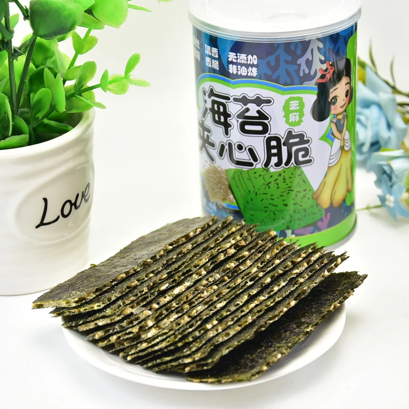 夹心海苔脆40克罐装儿童宝宝零食即食烤紫菜夹心芝麻【Y】