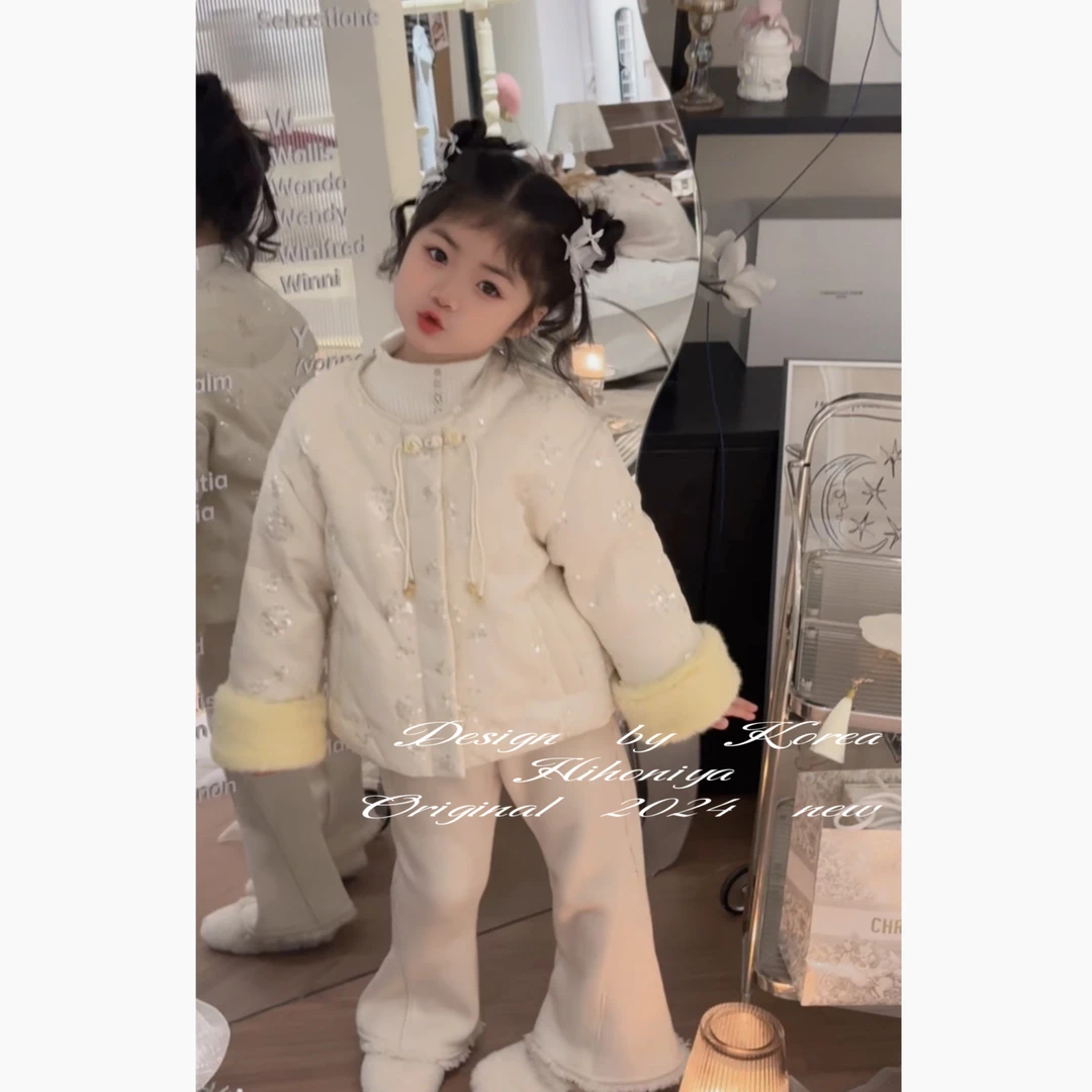 【咸蛋黄】二Hihoniya~2025冬季宝宝款国风亮片90白鸭绒保暖羽绒服