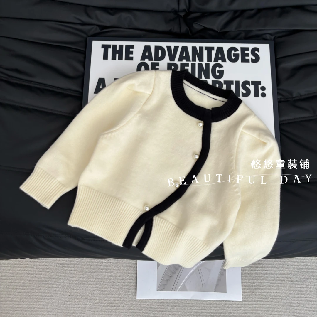 女童秋季新款针织衫洋气女宝宝圆领长袖休闲针织毛衣