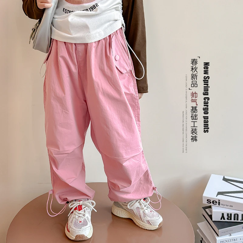 女童工装裤春秋款宽松长裤2025新款儿童装春季休闲裤A5823-YGG