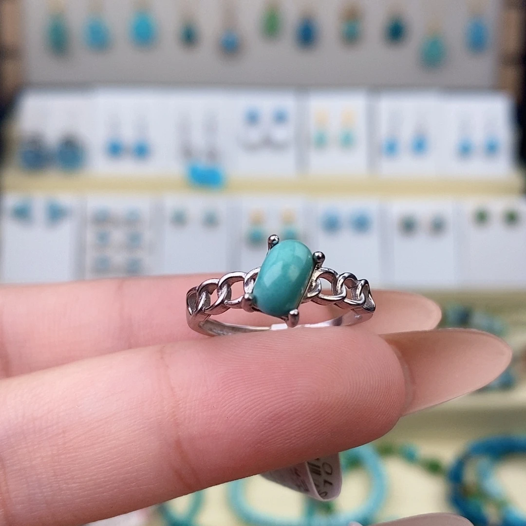 绿松石银S925镶嵌戒指