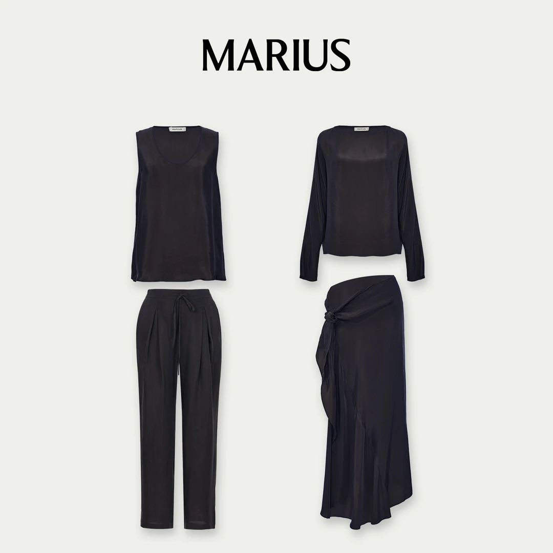 MARIUS“晚风套”法式套头上衣背心半裙阔腿裤