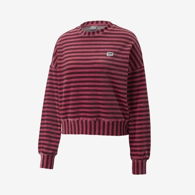 PUMA/彪马女子DOWNTOWN复古休闲丝绒圆领运动上衣卫衣537632