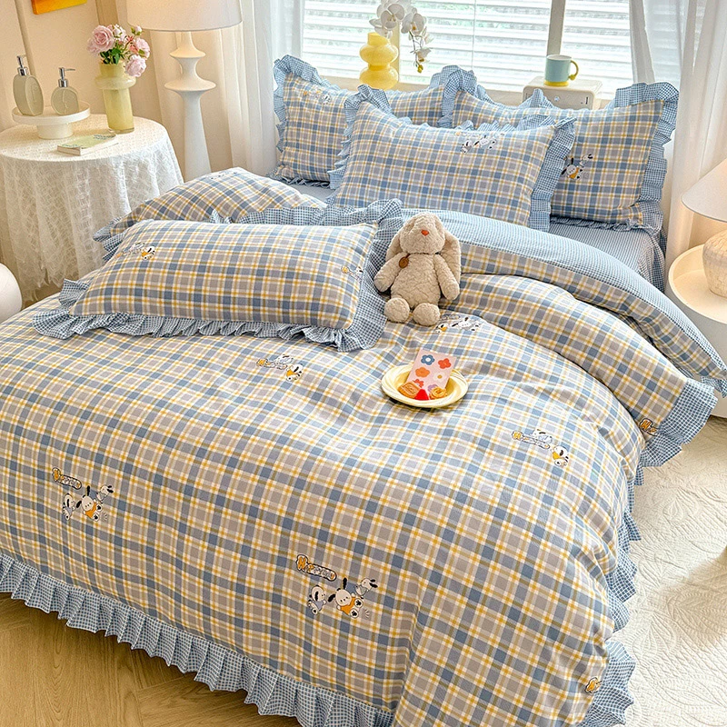 2025新款韩版公主风花边四件套