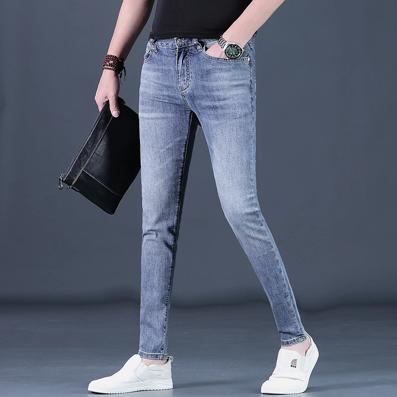 Cebrodz夏季男款牛仔裤男士上新潮流修身型小脚休闲长裤潮牌薄款
