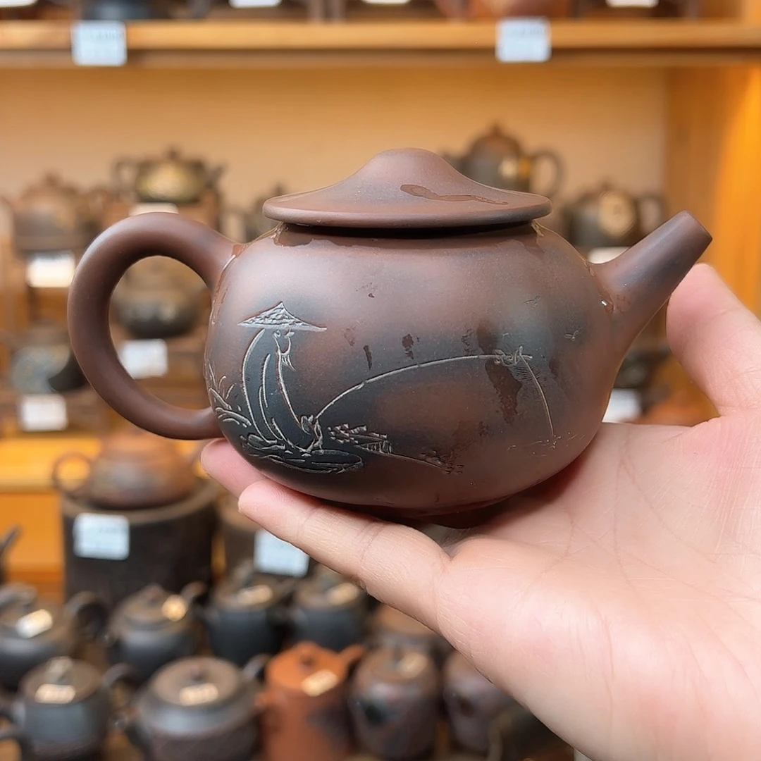 y*坭兴陶鱼翁茶壶家用