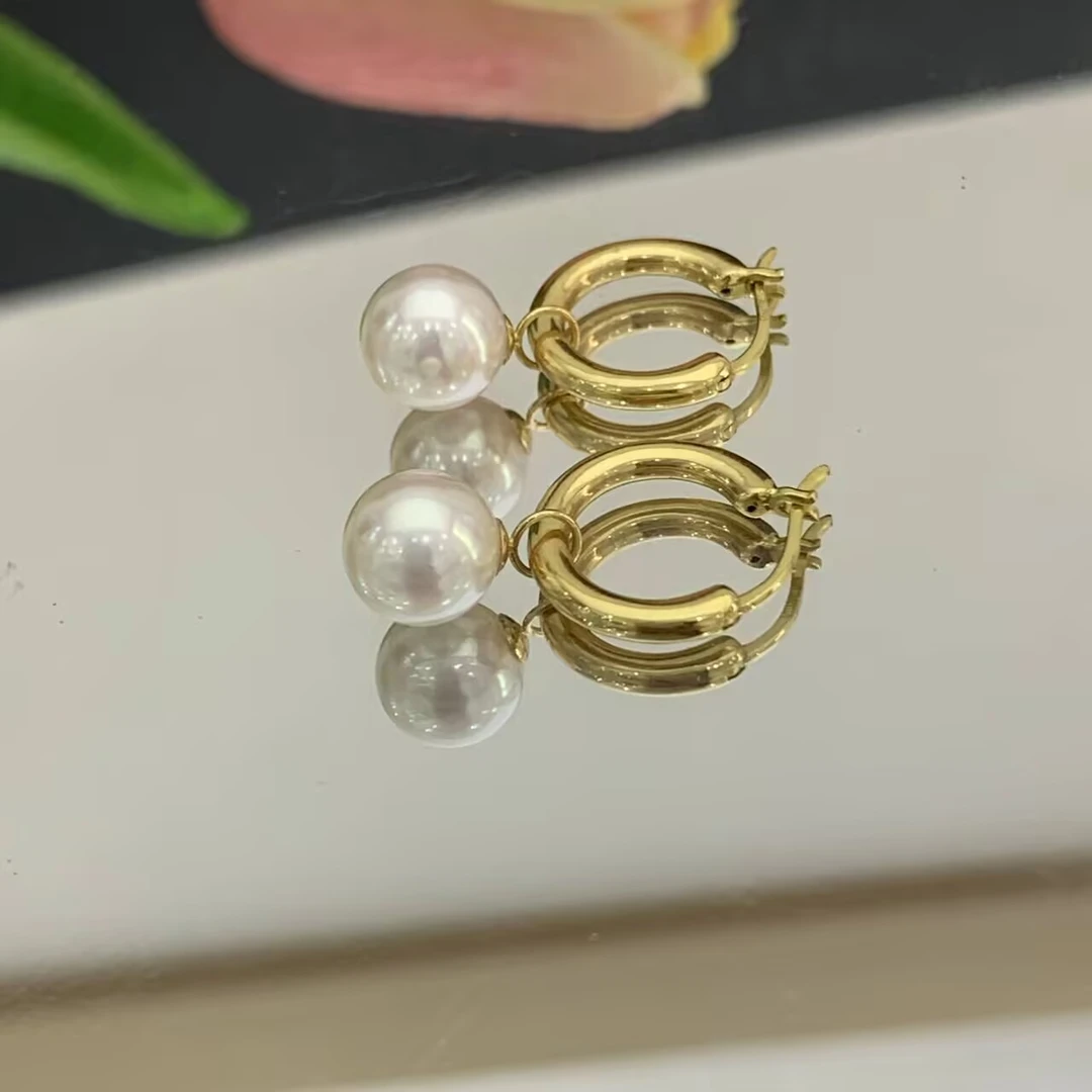 海水akoya珍珠【许红豆】天女厚金耳扣气质轻奢时尚百搭简约经典