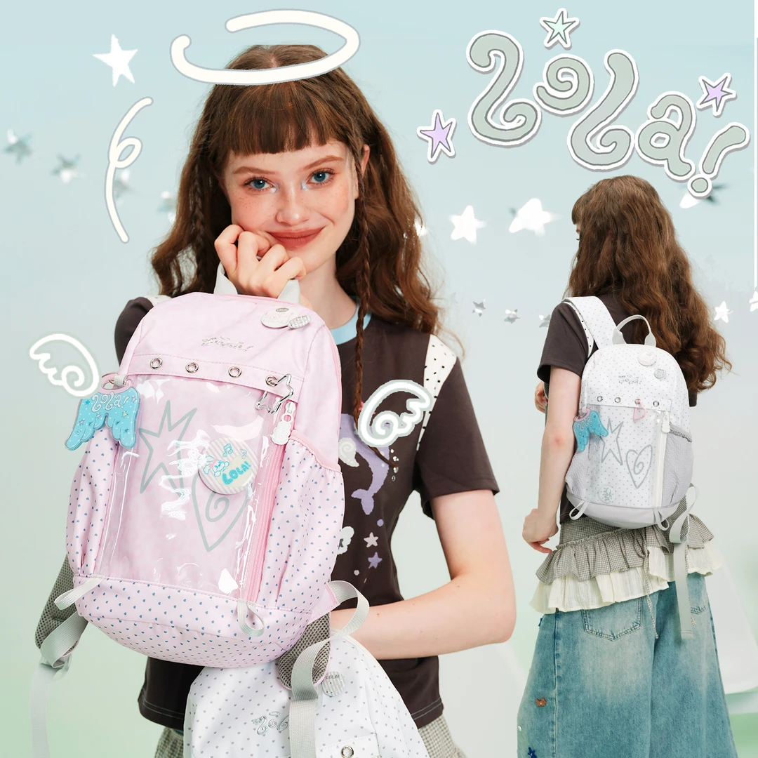LOLA DESIGN天使ins双肩包新款大容量学生书包初高中女生校园背包