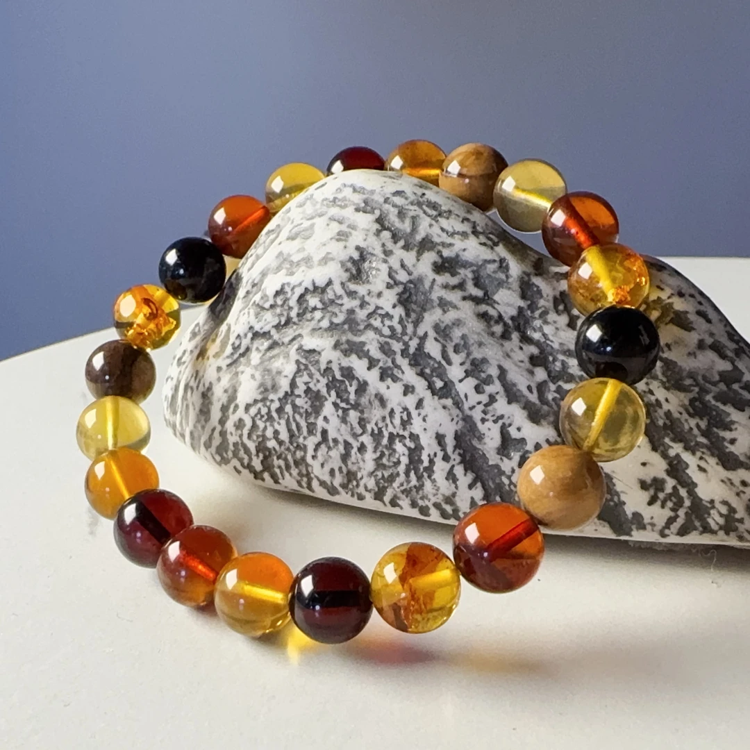 天然琥珀多宝手串8MM+经典温婉款