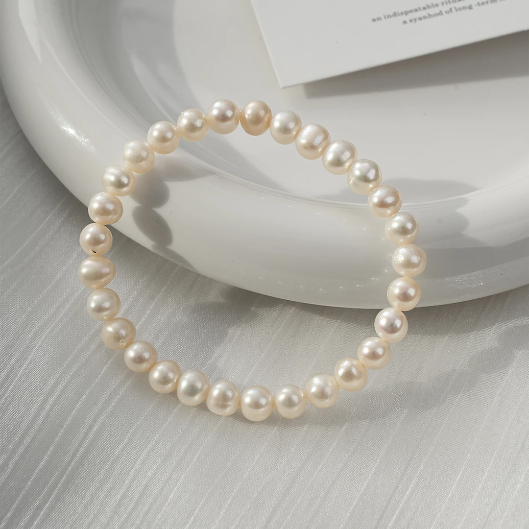 5.5-6mm天然淡水珍珠全珠手串手链0180-1