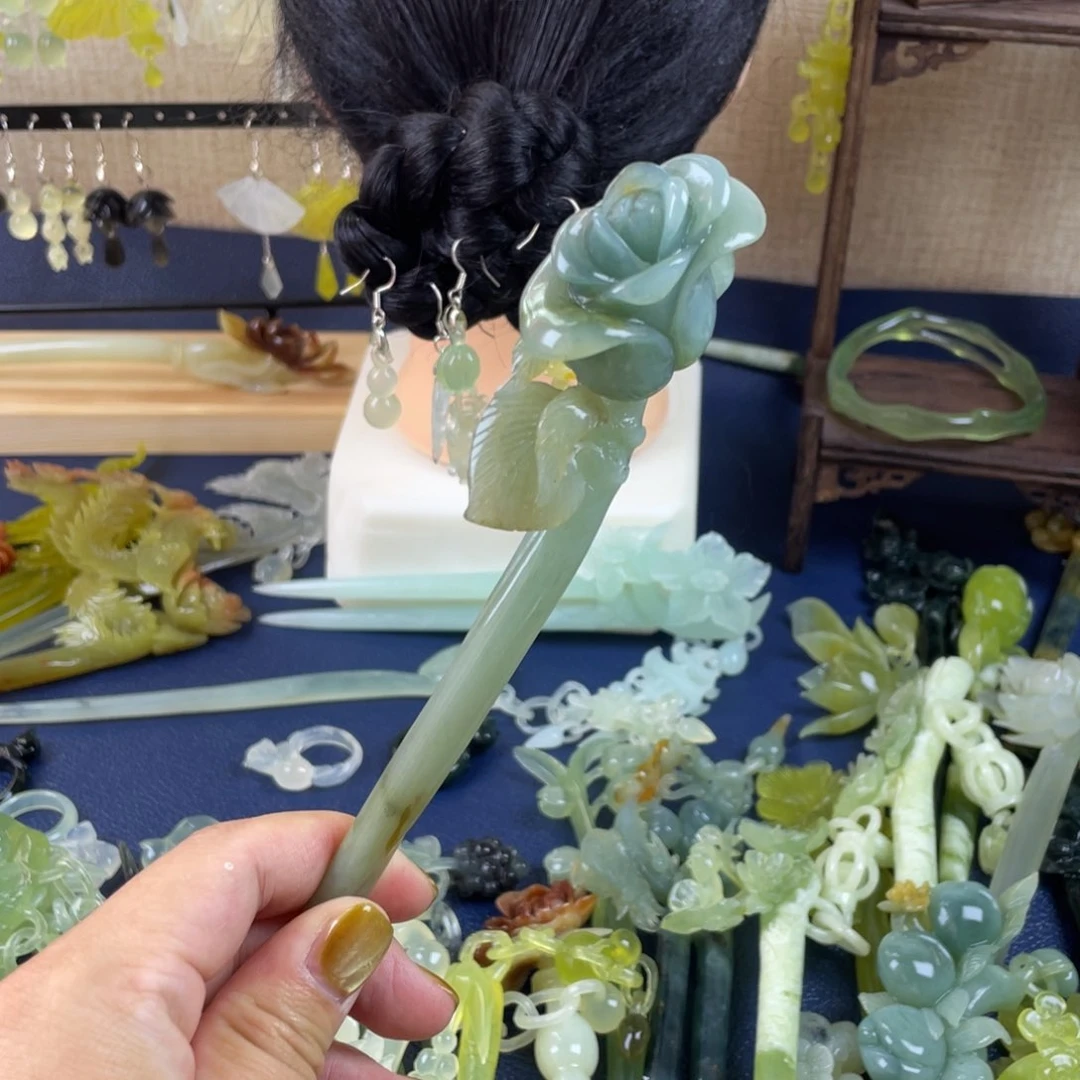 蛇纹石玉发饰未镶嵌网*