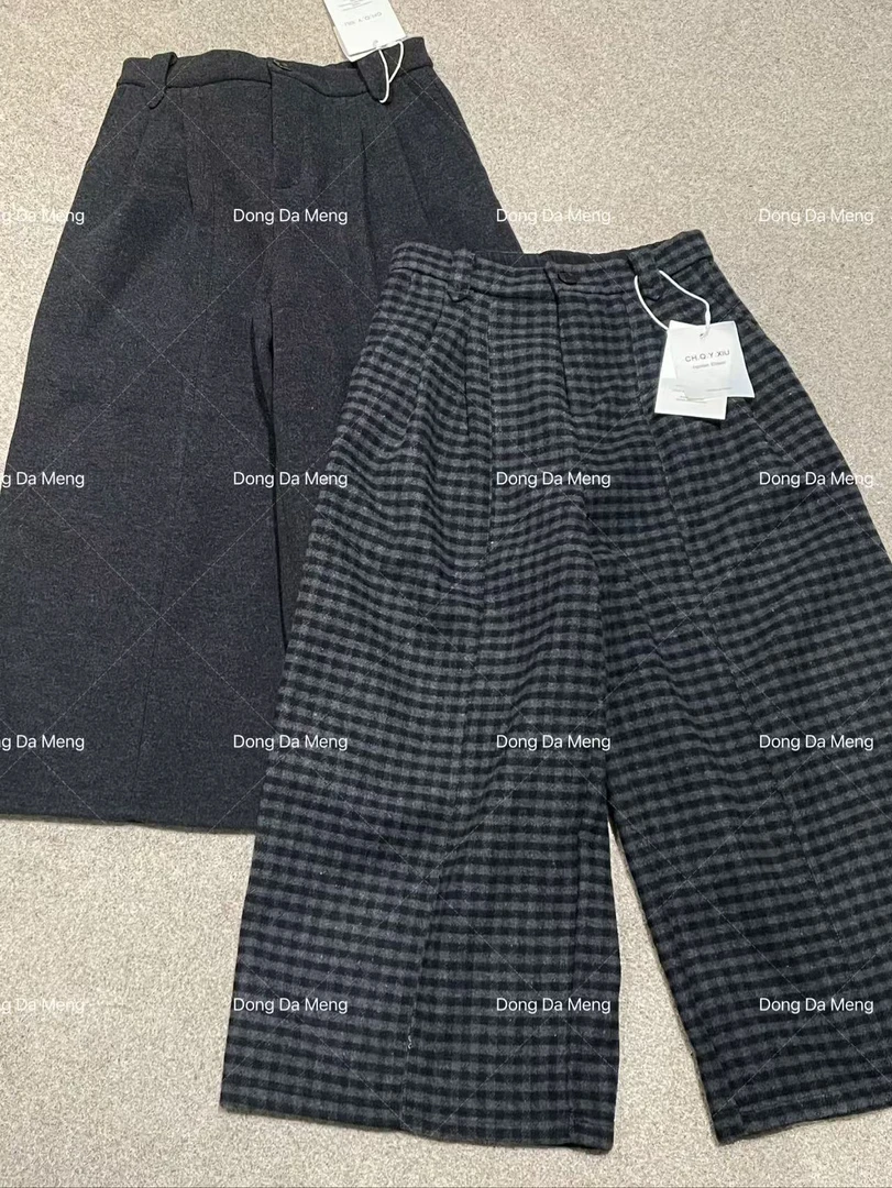 22简约百搭加绒加厚高腰八分阔腿裤