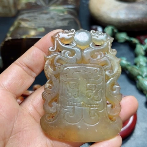 吊坠白玉菩提把件