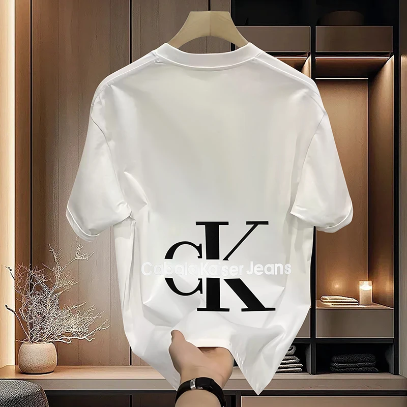 【轻奢男装-C贴补字母】T2024夏季新款刺绣设计感宽松潮流百搭T恤