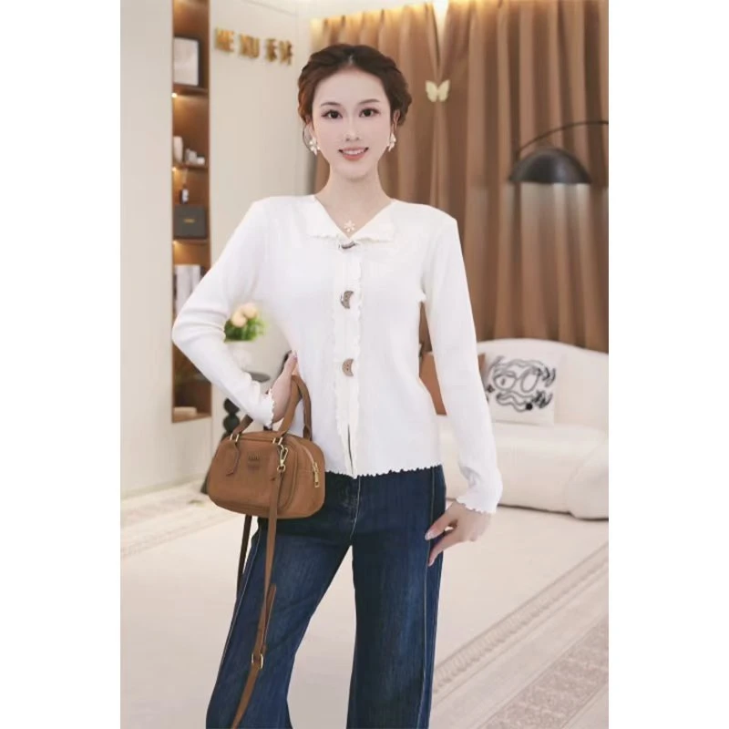 法式洋气拼接显瘦长袖针织衫女2025秋冬款设计感小众上衣TU30697