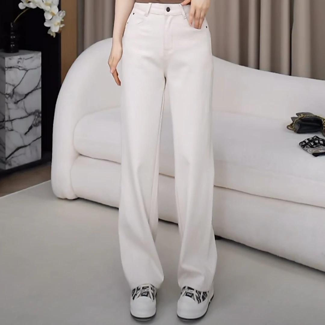 【四面弹白牛】春季新款显瘦窄版直筒牛仔长裤