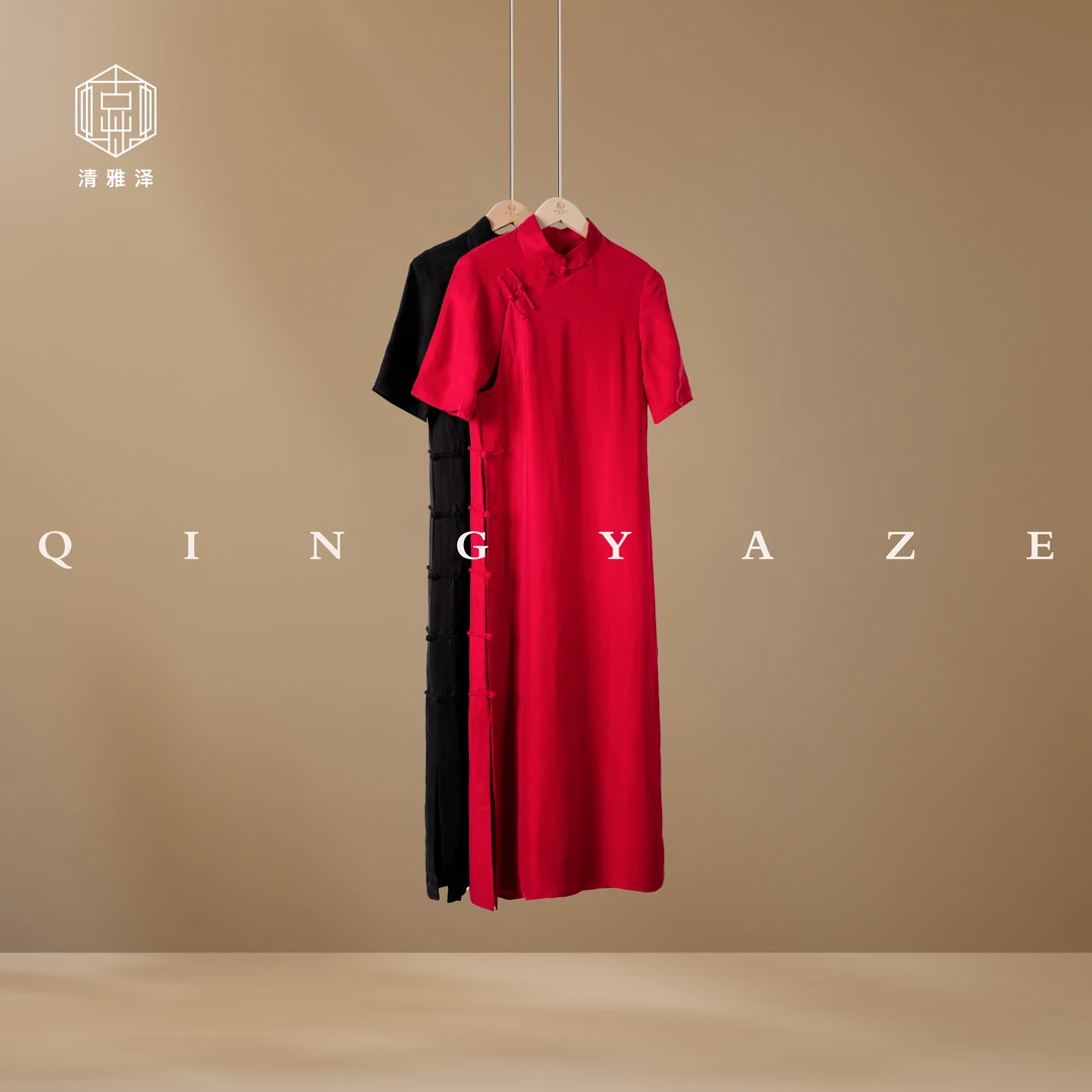 旗开得胜！铜氨丝新中式旗袍裙！GZ5867