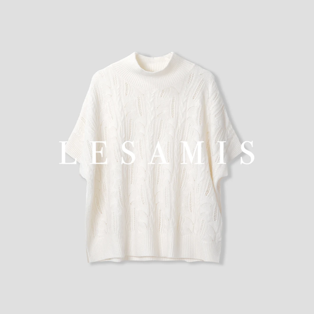 LESAMIS·「绒语织羽」顶奢静奢风羊绒镂空气质针织上衣251000930