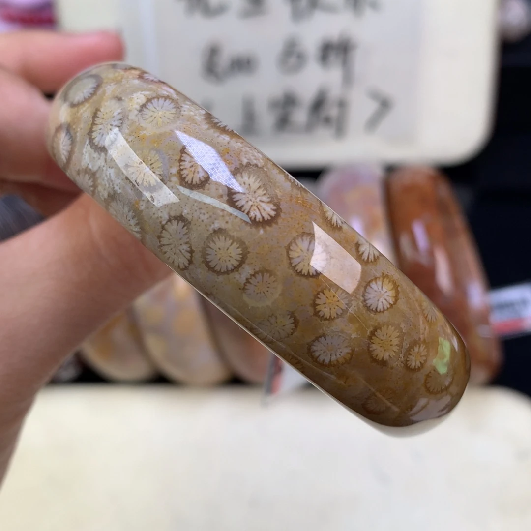 硅化珊瑚（珊瑚玉）未镶嵌颈饰800漏400双面星星花58圈（23号）
