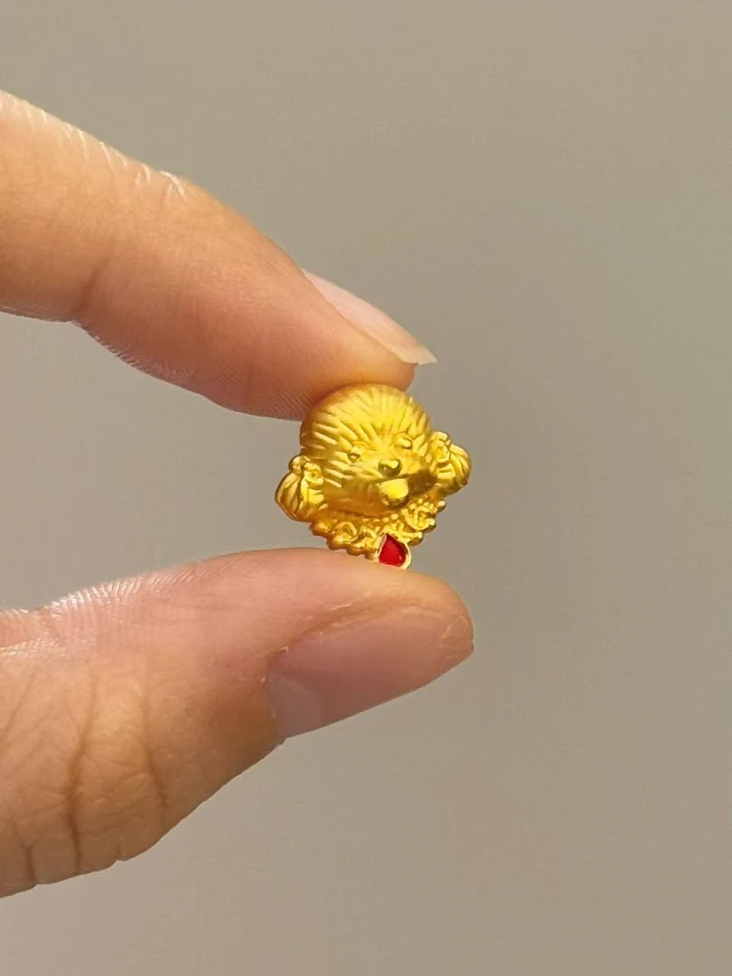 贝贝黄金 足金999 贵妇狗狗 珐琅彩 转运珠 102