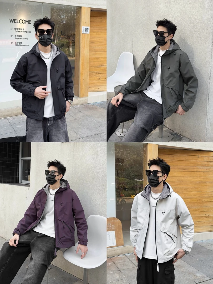 【2509】秋季上新潮流百搭长袖连帽男女情侣款夹克宽松休闲外套