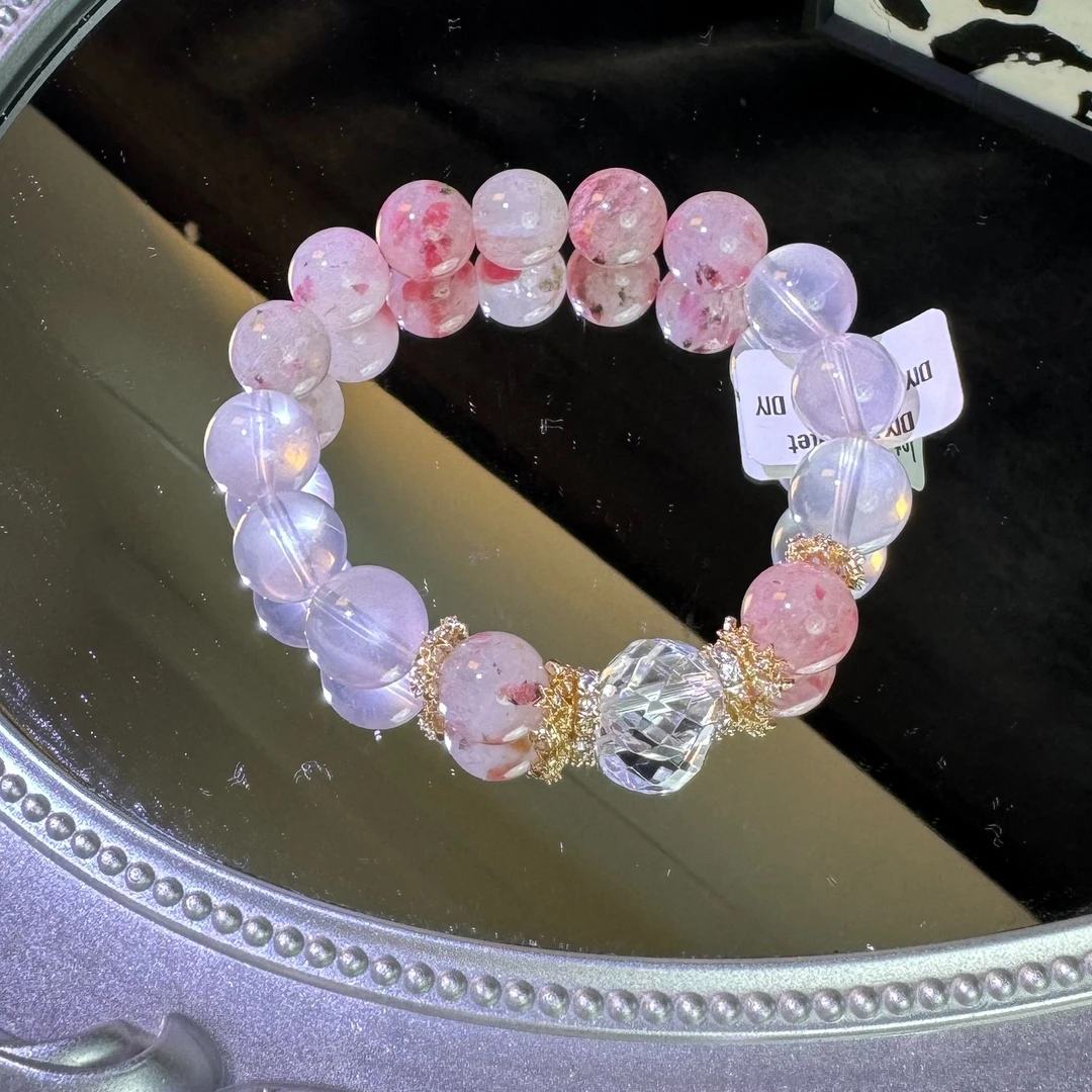 【桃夭】天然原创水晶手串 天然水晶宝石质检发货 水晶手饰品