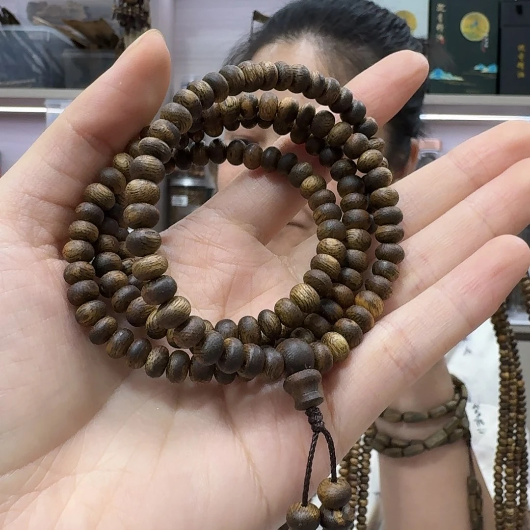 沉香碎屑沉香白棋老料算盘珠多圈6m多样性发一
