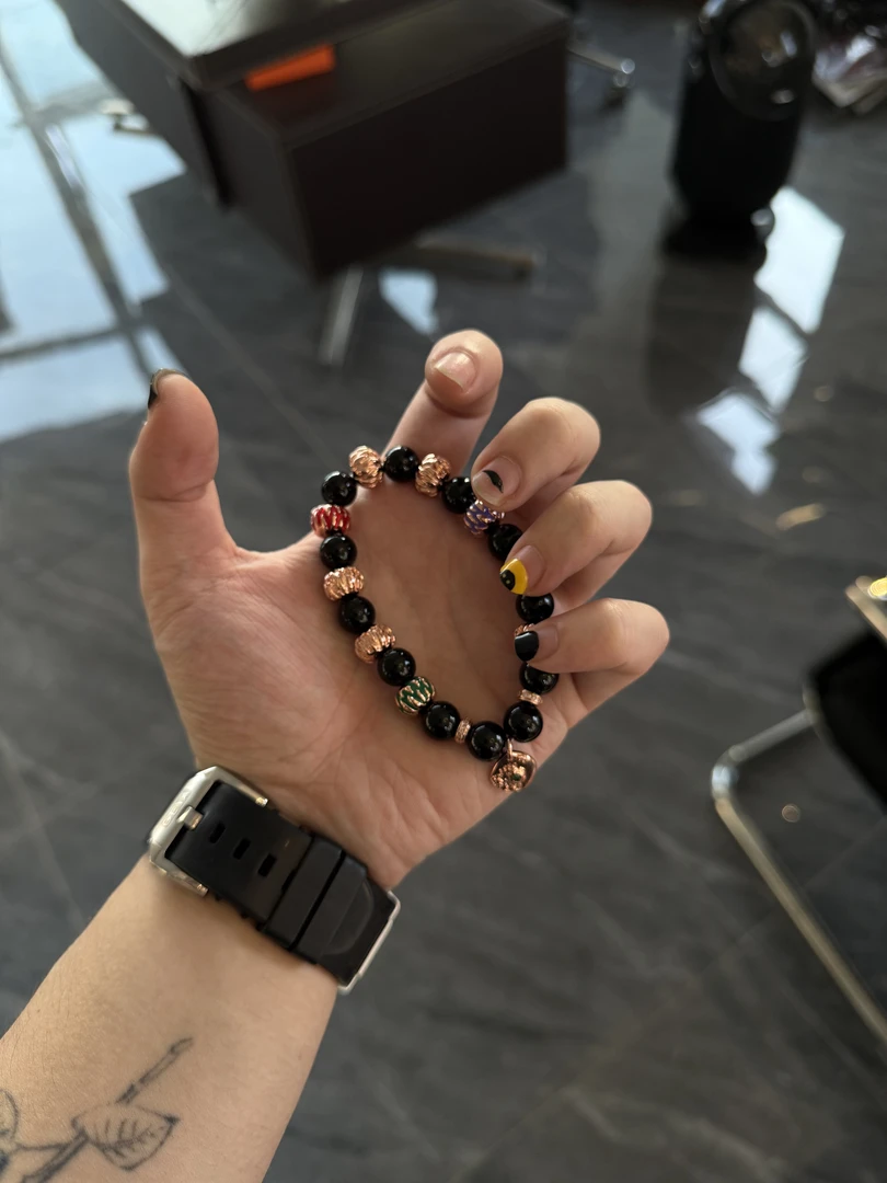 合金手链 【涅槃 血枚吞噬 手串】黑色炫彩手串国潮风发字嘻哈潮人