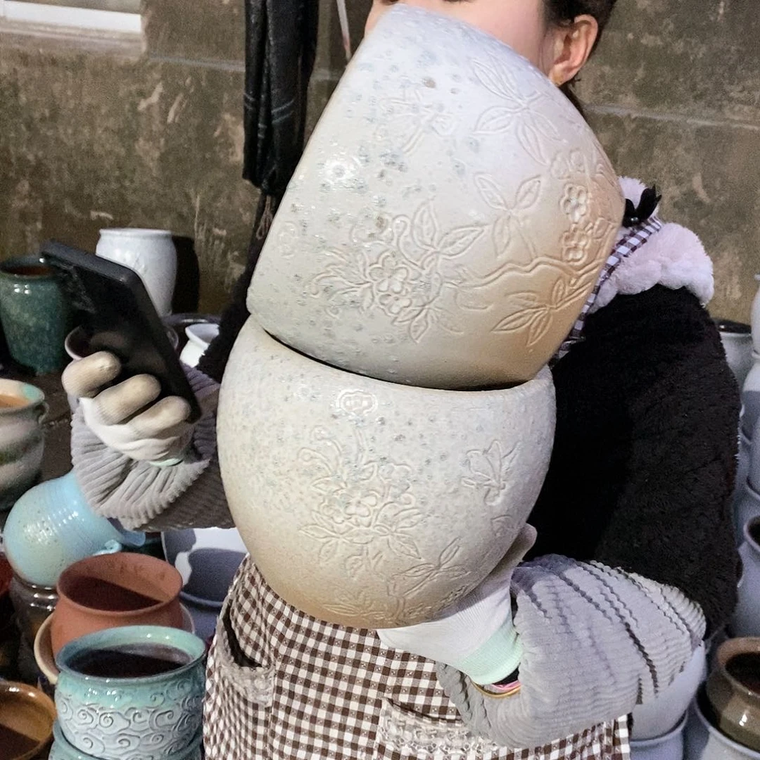 紫砂花盆瑕疵口18高18